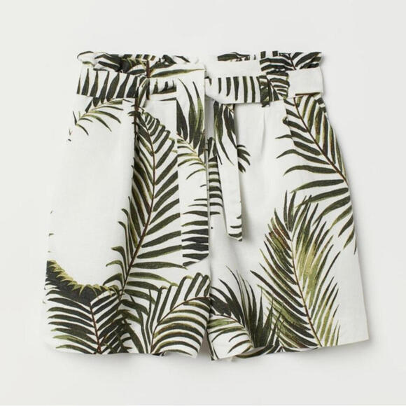 H&M linen blend coastal paper bag short - Picture 1 of 8